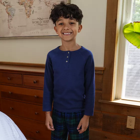 Boys Waffle Pajama Henley - primary