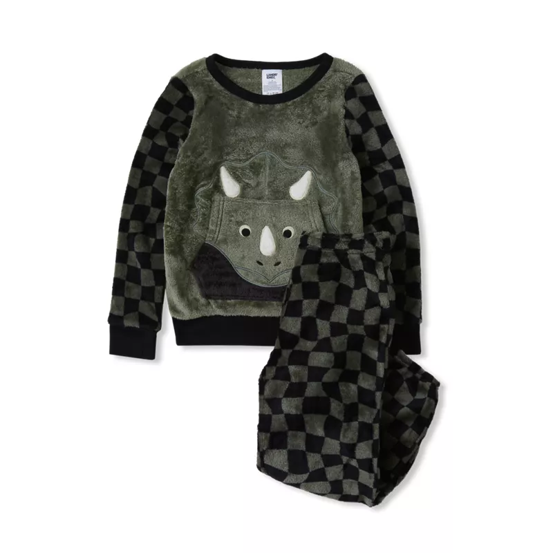 Boys Plush Lounge Pajama Set, alternative image