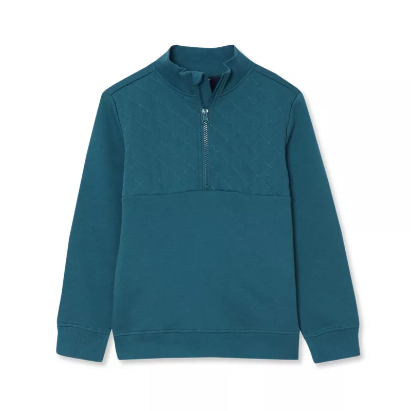 Boys Long Sleeve Fleece Quarter Zip, alternative image