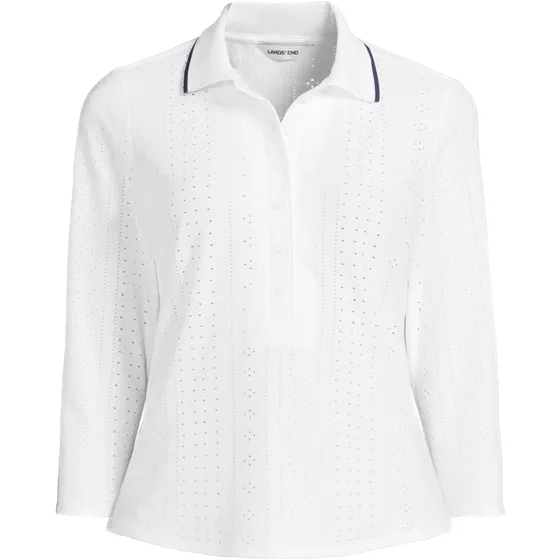 Women's Plus Size 3/4 Sleeve Sunshade Polo - primary