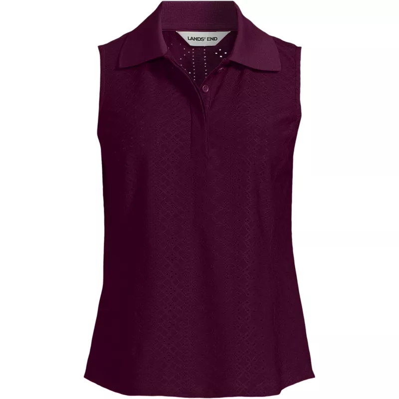 Women's Sleeveless Sunshade Eyelet Polo, Front