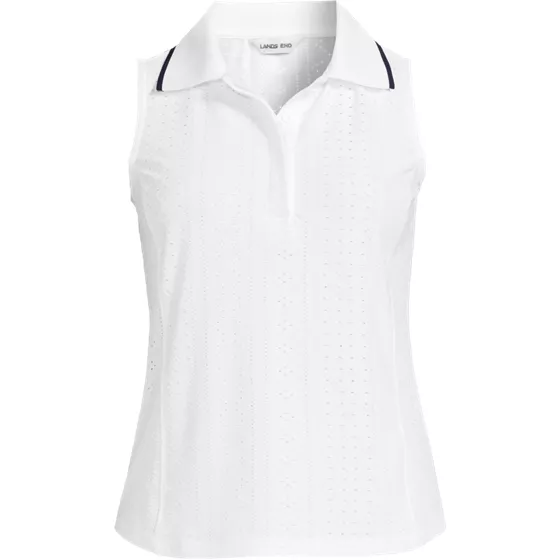 Women's Plus Size Sleeveless Sunshade Eyelet Polo - primary