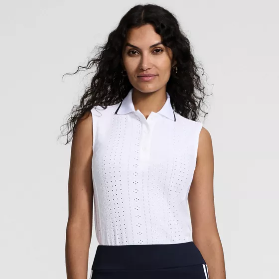 Women's Sleeveless Sunshade Eyelet Polo - primary