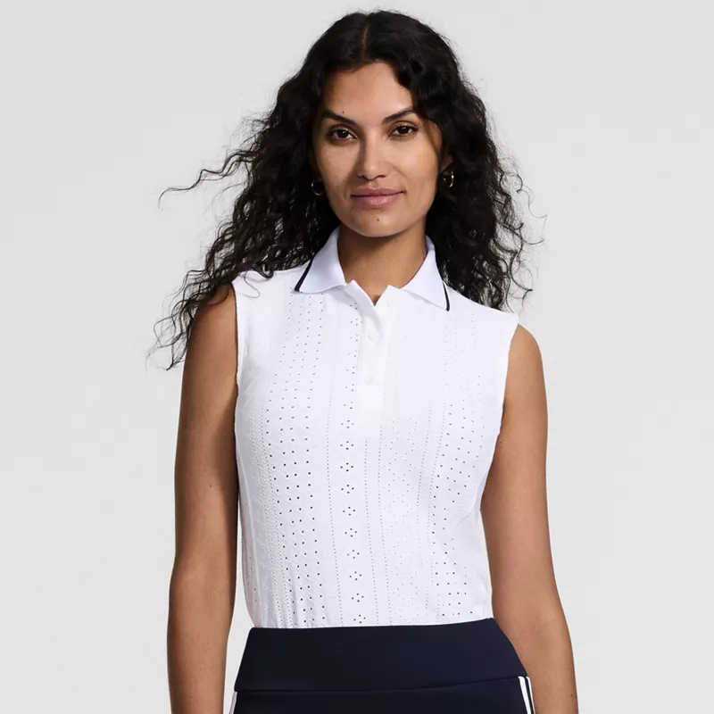 Women's Sleeveless Sunshade Eyelet Polo, alternative image