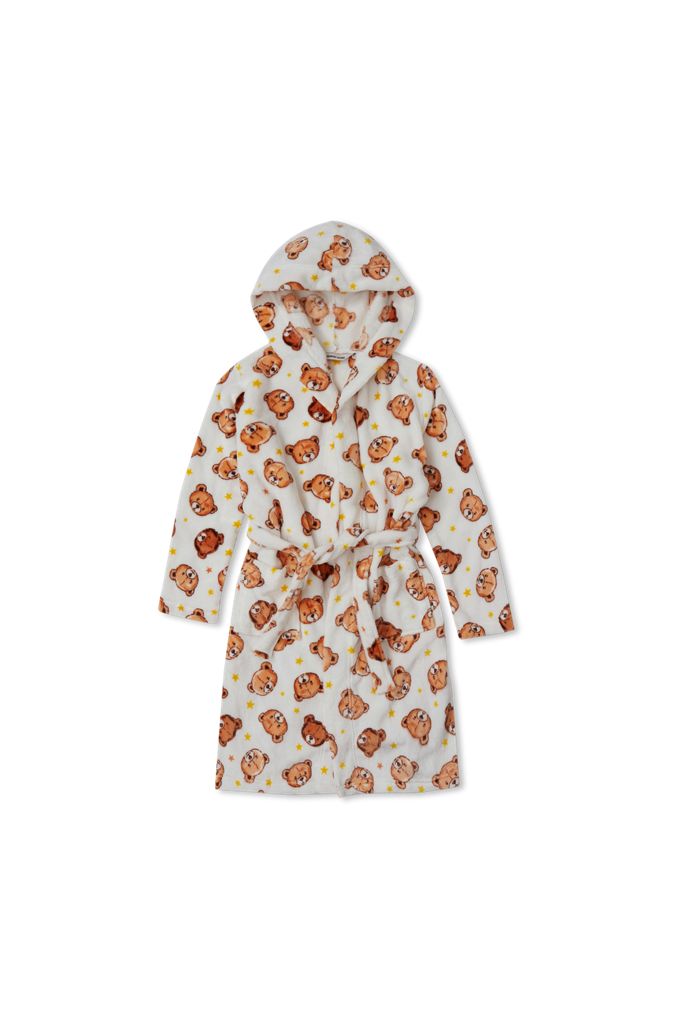 Kids Hooded Fleece Robe - Lands' End - White - 8