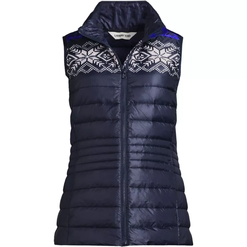 Women's Plus Size Wanderweight Packable Down Print Vest, Front