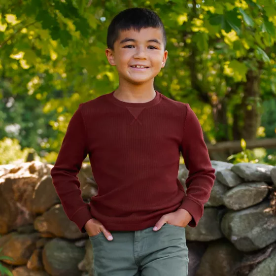 Boys Long Sleeve Waffle Thermal Shirt - primary