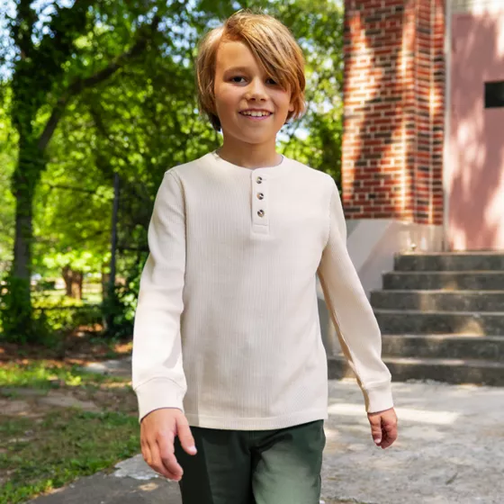 Boys Long Sleeve Thermal Henley - primary
