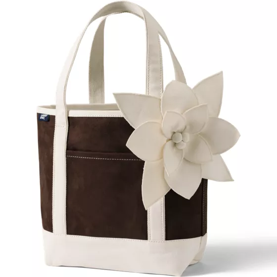 Faux Suede Applique Open Top Tote Bag - primary