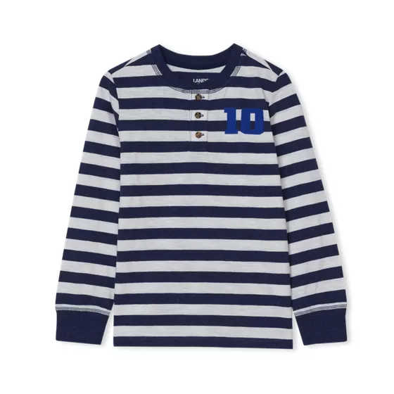 Boys Long Sleeve Striped Henley - primary