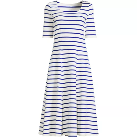 Women's Plus Size Starfish Elbow Sleeve Midi Fit and Flare Dress - primary