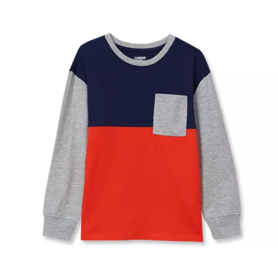 Boys Long Sleeve Colorblock Shirt - primary
