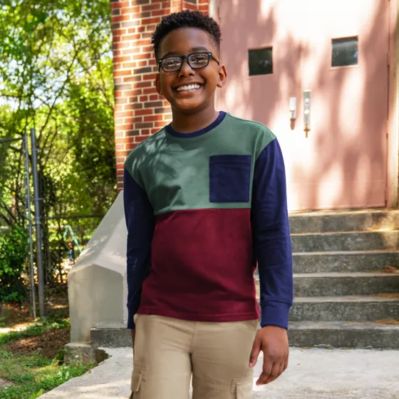 Boys Long Sleeve Colorblock Shirt - primary