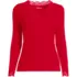 Women's Petite Long Sleeve Micro Rib Lace Trim Layering Tee, Front