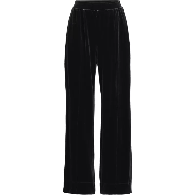 Women's Knit Velvet High Rise Pull On Wide Leg Pants, Front