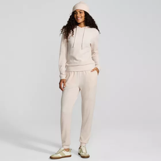 Women's Petite Waffle Knit Jogger Pants - primary