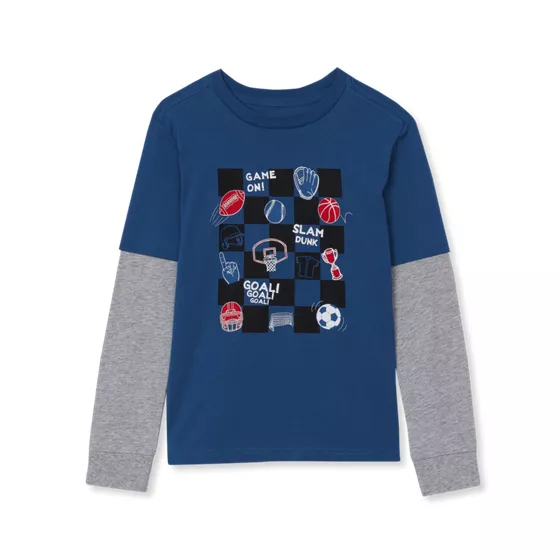 Boys Long Sleeve 2 Piece Graphic Tee - primary
