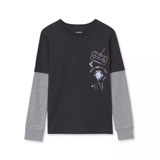 Boys Long Sleeve 2 Piece Graphic Tee - primary