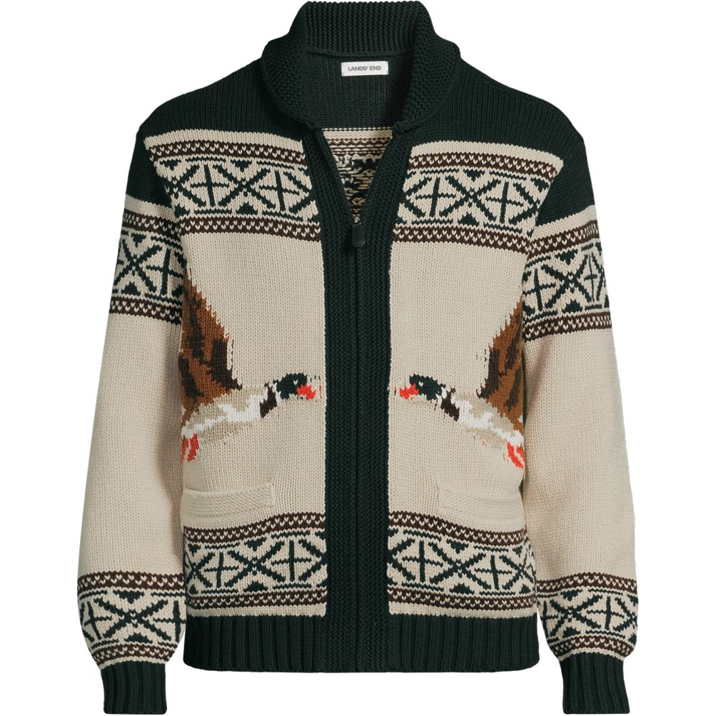 Men's Long Sleeve Full Zip Duck Cardigan | Lands' End