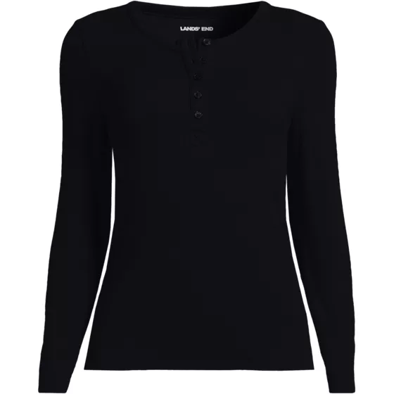 Women's Long Sleeve Drapey Rib Henley - primary