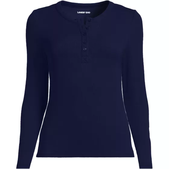 Women's Plus Size Long Sleeve Drapey Rib Henley - primary
