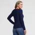 Women's Long Sleeve Drapey Rib Henley, Back