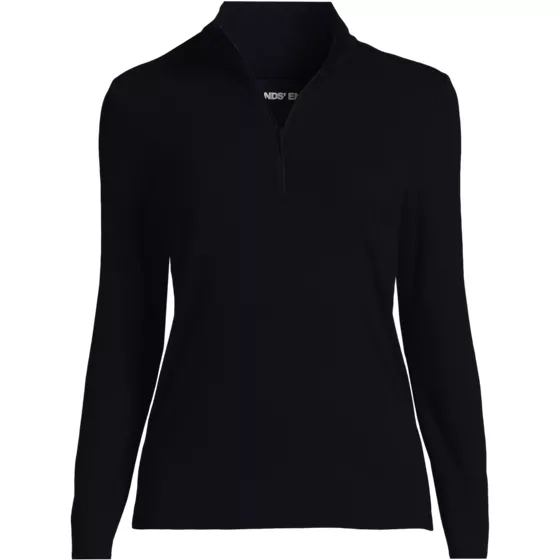 Women's Plus Size Long Sleeve Drapey Rib Quarter Zip Top - primary