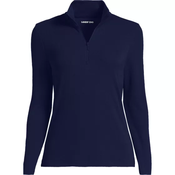 Women's Long Sleeve Drapey Rib Quarter Zip Top - primary