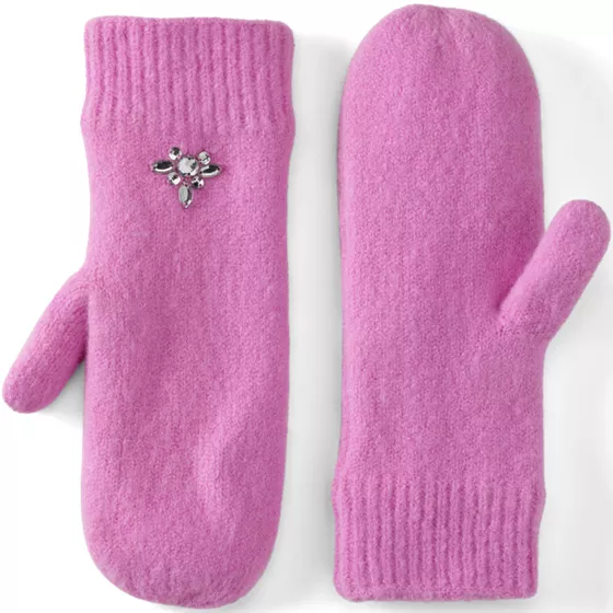 Women's Cashtouch Knit Mittens with Rhinestones - primary