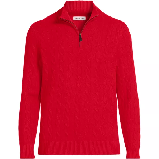 Men's Long Sleeve Cashtouch Cable Quarter Zip Sweater - primary
