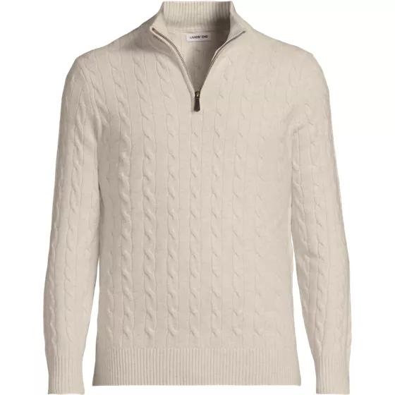 Men's Long Sleeve Cashtouch Cable Quarter Zip Sweater - primary