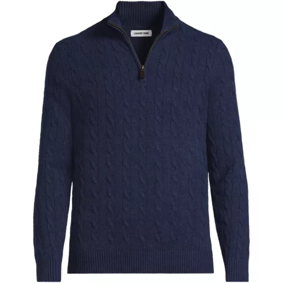 Men's Long Sleeve Cashtouch Cable Quarter Zip Sweater - primary