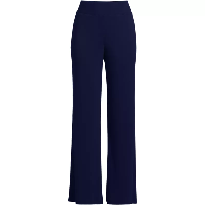 Women's Plus Size Drapey Rib High Rise Wide Leg Pants, Front