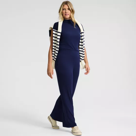 Women's Drapey Rib High Rise Wide Leg Pants - primary