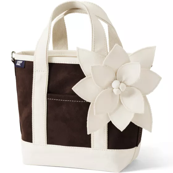 Small Faux Suede Applique Open Top Tote Bag - primary