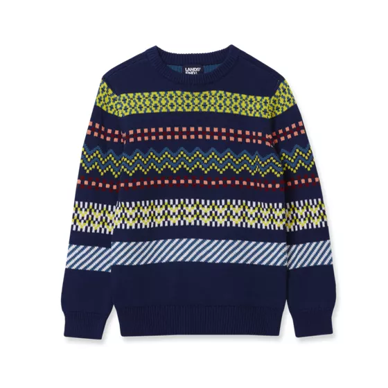 Boys Intarsia Holiday Crewneck - primary