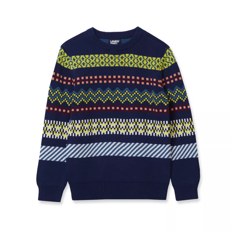 Boys Intarsia Holiday Crewneck, alternative image