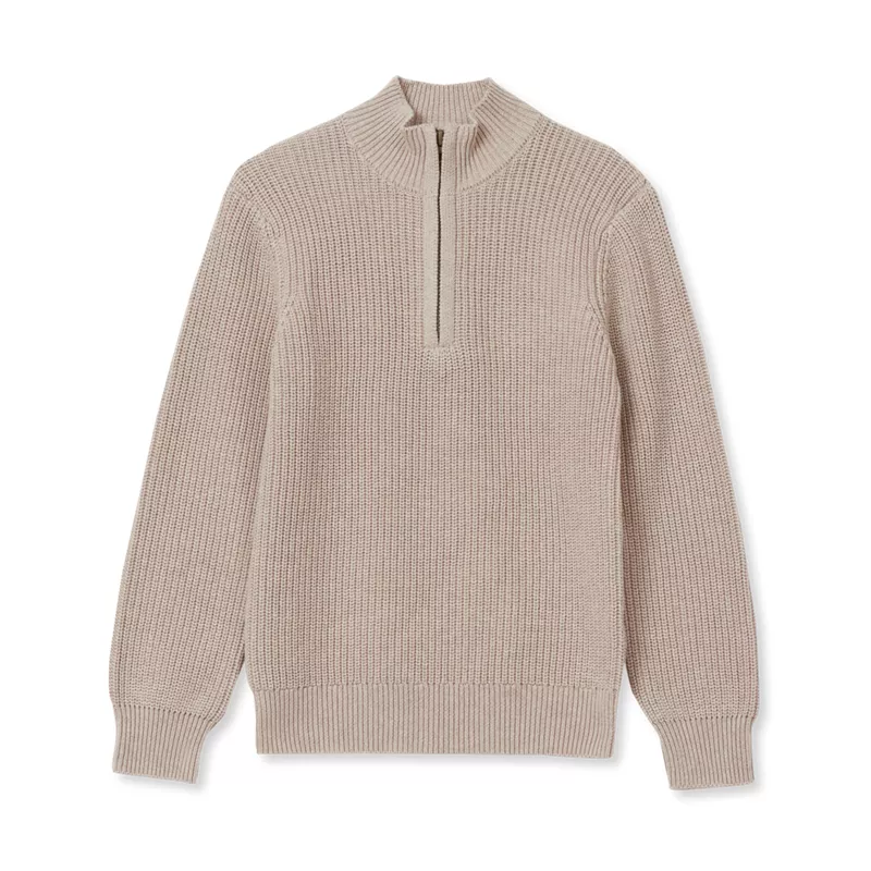 Boys Quarter Zip Chunky Sweater, alternative image