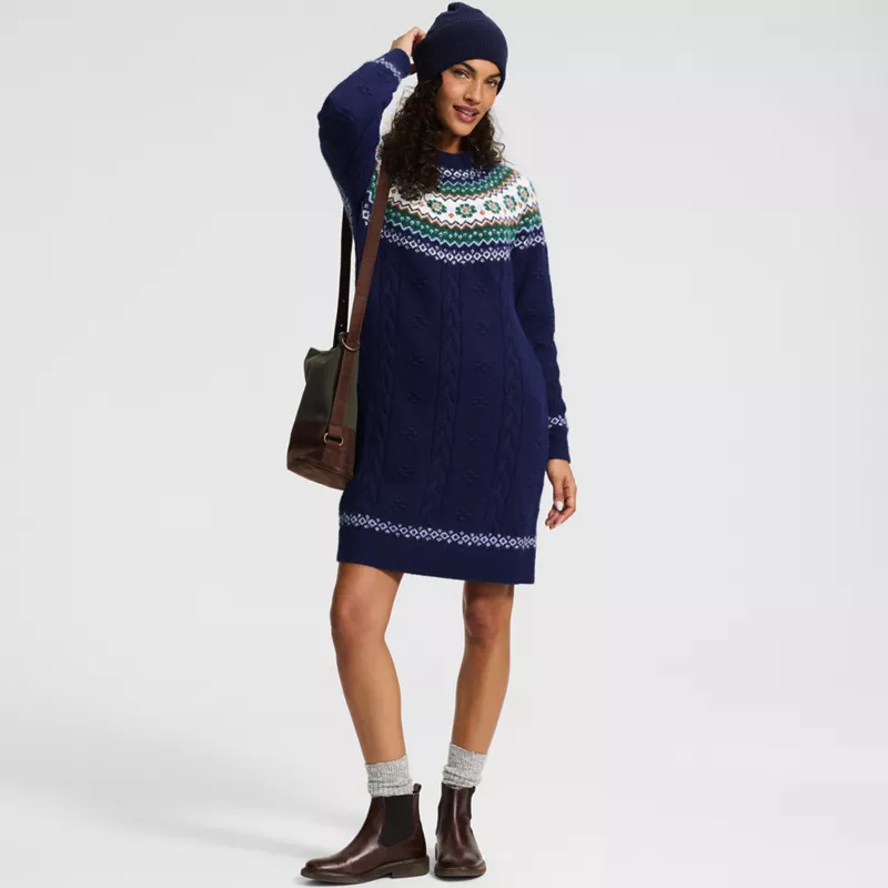 Women's Fuzzy Bobble Fair Isle Sweater Dress, alternative image