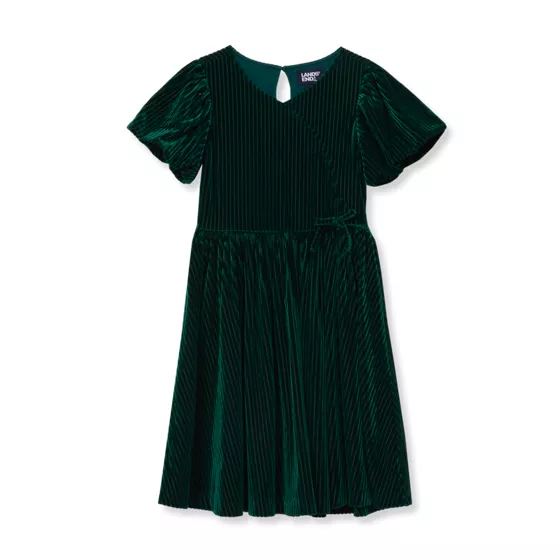 Girls Bubble Sleeve Velour Dress - primary