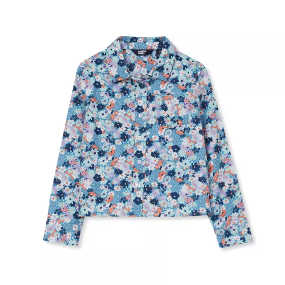 Girls Long Sleeve Flannel Printed Shirt - primary