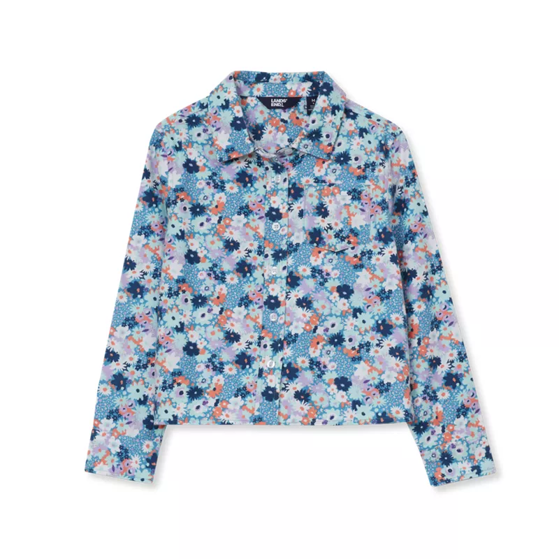 Girls Long Sleeve Flannel Printed Shirt, alternative image