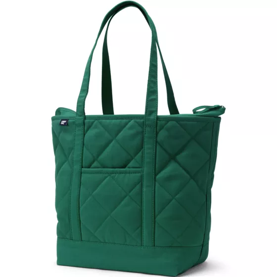 Large Quilted Canvas Long Handle Zip Top Tote - primary