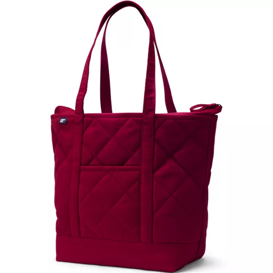 Large Quilted Canvas Long Handle Zip Top Tote - primary