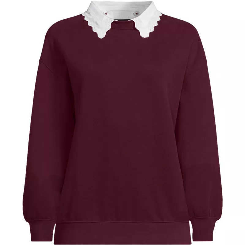 Women's Plus Size Serious Sweats Sweatshirt with Removable Shirt Collar 3pc Set, Front