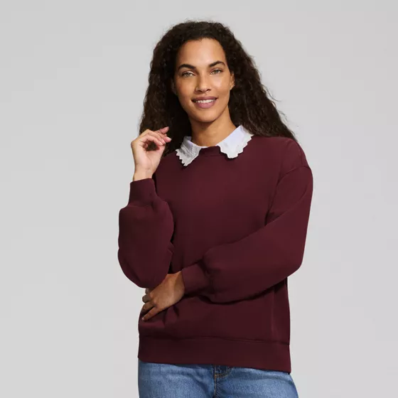 Women's Serious Sweats Sweatshirt with Removable Shirt Collar 3pc Set - primary