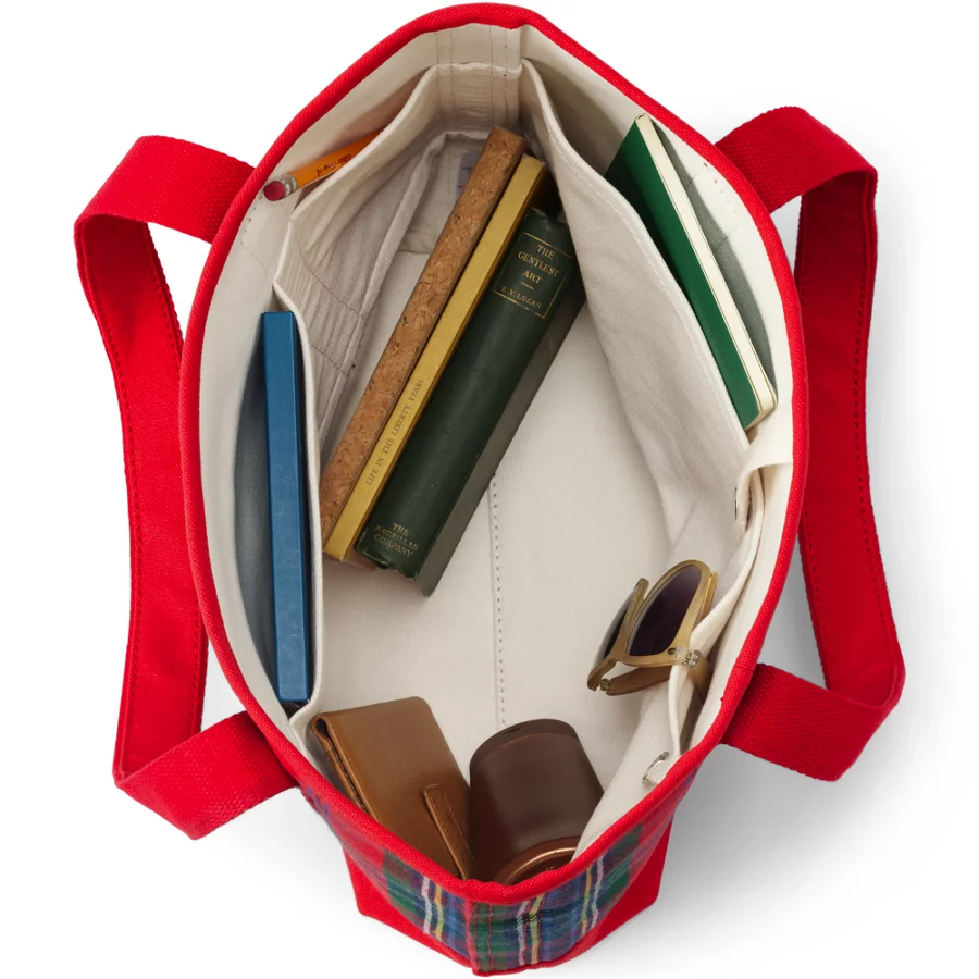 Plaid Open Top Canvas Tote view 6