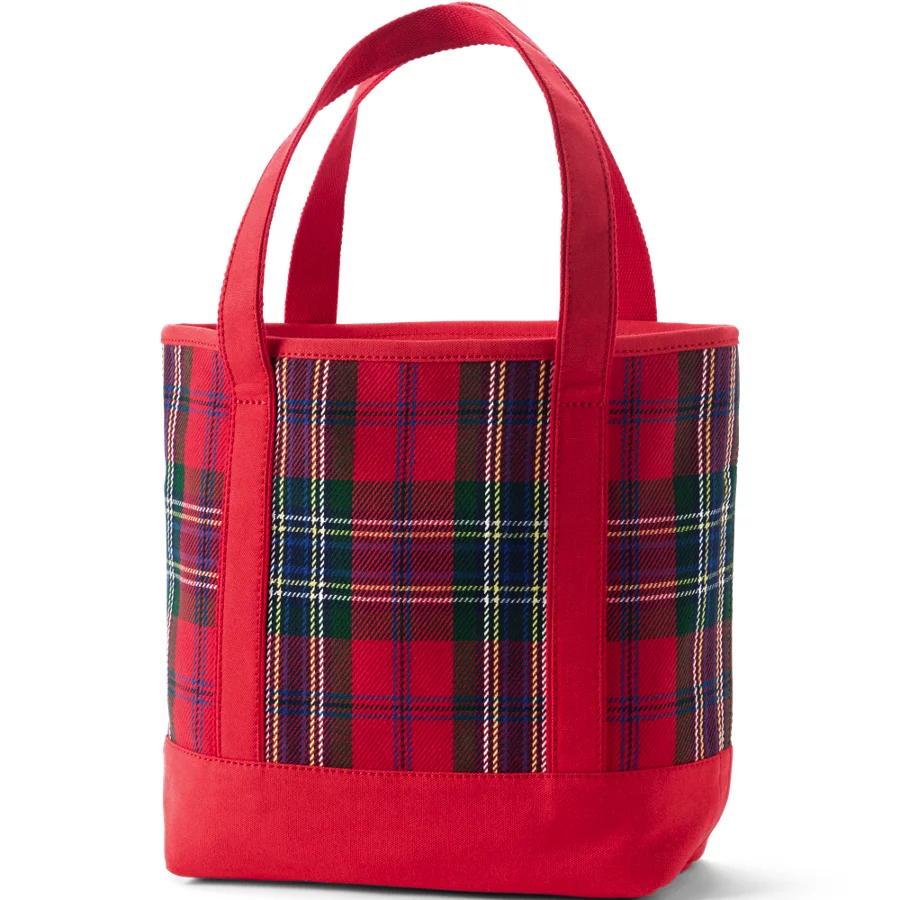 Plaid Open Top Canvas Tote view 3