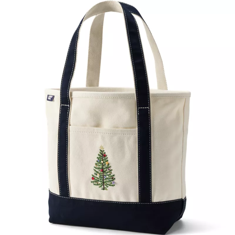 Medium Applique Open Top Canvas Tote, Front