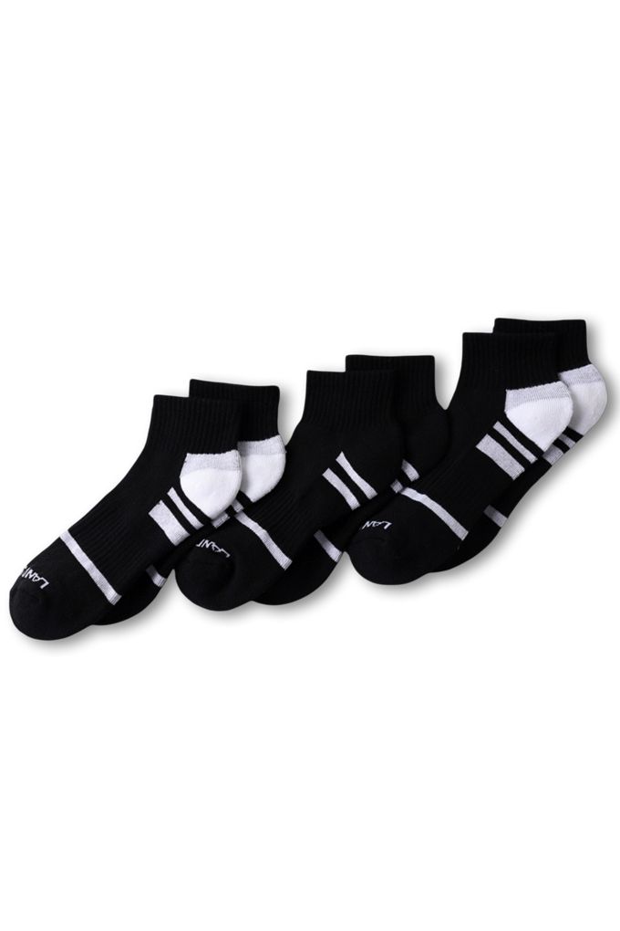 Women's Performance Cushion Quarter Crew Socks 3 Pack - Lands' End - Black